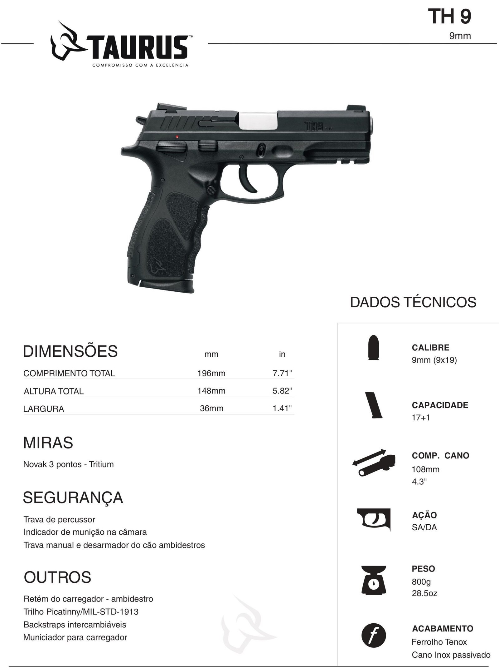 Pistola Taurus TH9, comprar armas, venda de armas, comprando arma, arma no paraguai, armas no paraguai